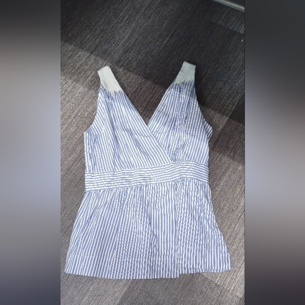 Banana Republic Pinstripe Peplum Blouse Size O